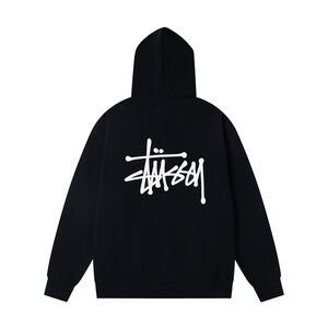 Stussy Black and White Logo Hoodie